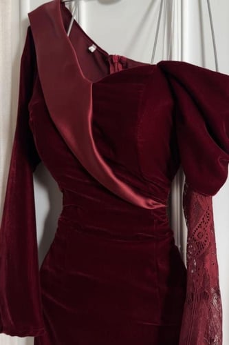 فستان سهره دم الغزال وكحلي