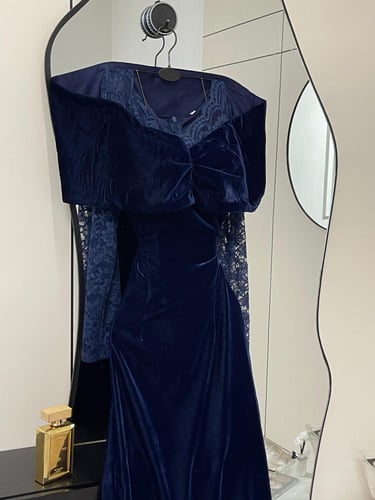 فستان سهره اسود واحمر وكحلي