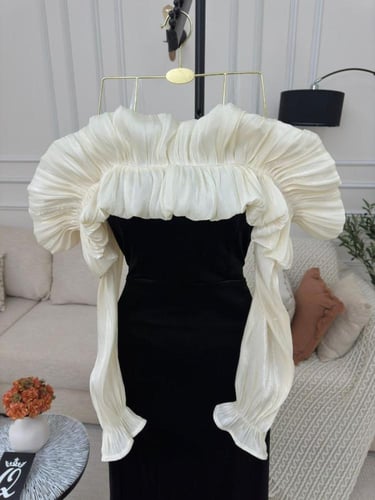 فستان سهره اسود على ابيض