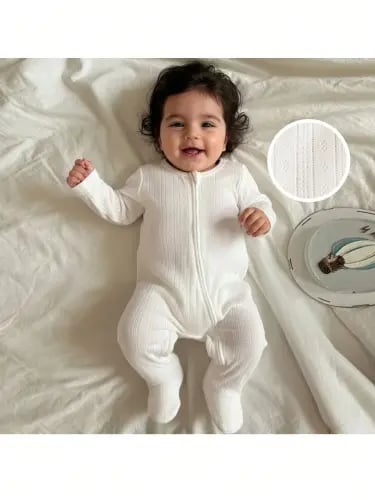 Loomiva ملابس منزلية مريحة للأطفال الرضع ذات لون أحادي بسيط، ملابس منزلية ذات نسيج مناسبة للشتاء