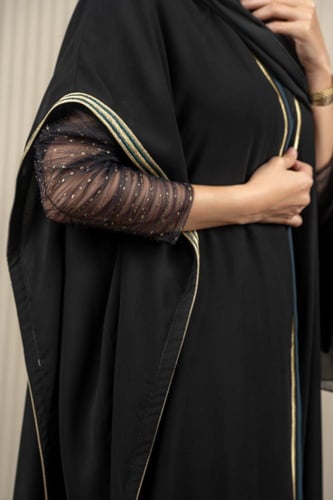 عباية كريب اسود مشلح