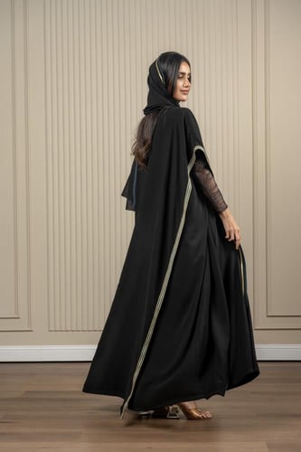عباية كريب اسود مشلح