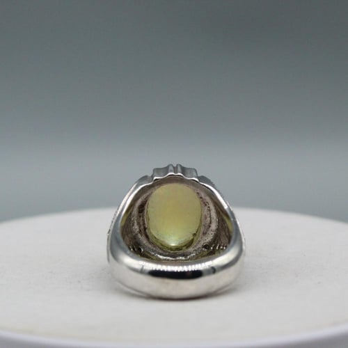 خاتم اوبال اثيوبي طبيعي مطعم بالألماس فضه 925