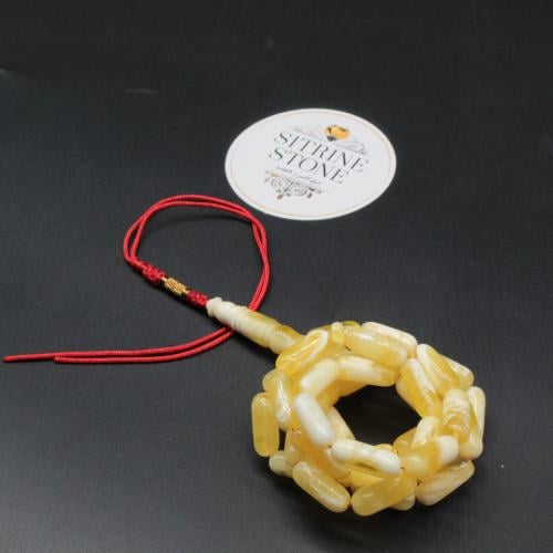 Natural amber rosary, pine type, plaster-stained, 43 beads
