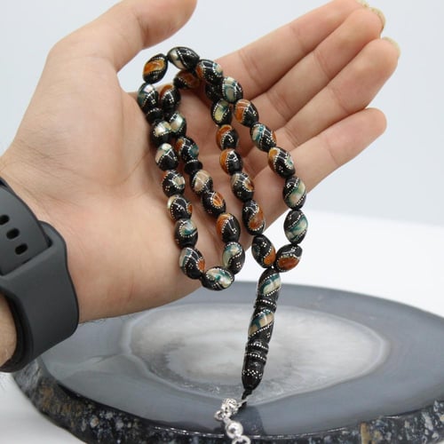 سبحة يسر مطعمة مرجان وكهرمان وصدف