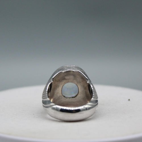 خاتم اوبال اثيوبي طبيعي مطعم بالألماس فضه 925