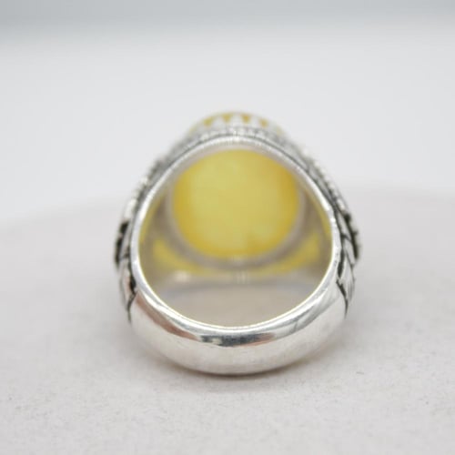 خاتم بحجر كهرمان بولندي طبيعي