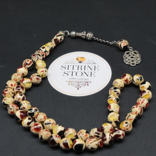 Rosary with musk and amber carver, 45 beads