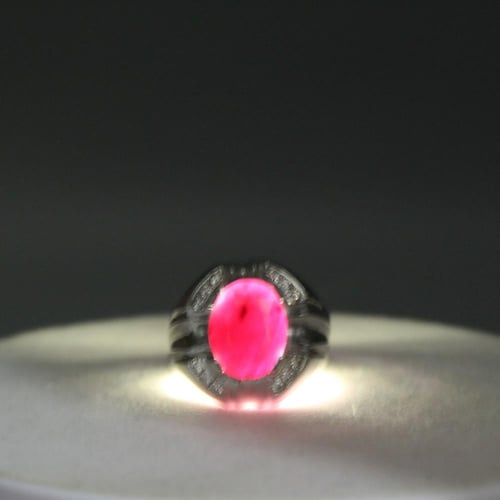 خاتم ياقوت افريقي مطعم بالألماس فضه 925