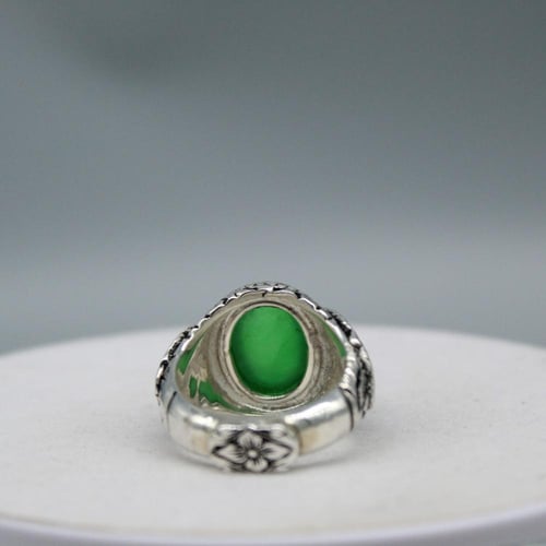 خاتم جاد بورمي طبيعي نقشة بنت الذيب