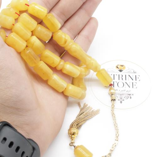 سبحة كهرمان طبيعي برميلي 37 خرزة