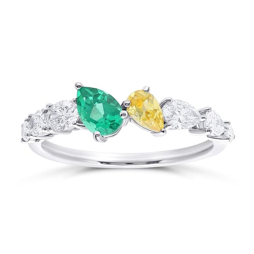 طقم "تناغم الألوان الملكي" – زمرد أخضر وياقوت أصفر...