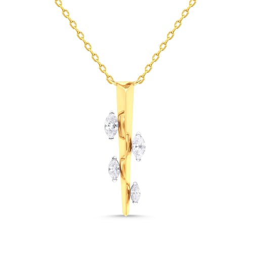 قلادة Vertical Shine – فضة عيار 925 مطلية بالذهب ا...