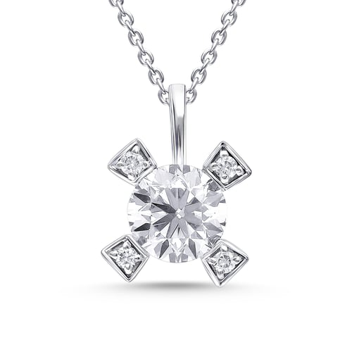 قلادة سوليتير بتصميم عصري – ذهب أبيض 18 قيراط مرصع...