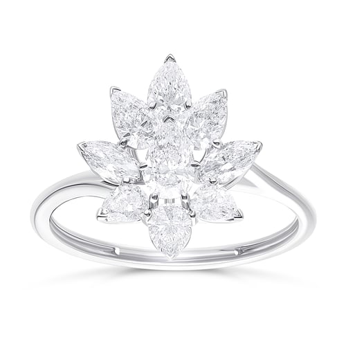 خاتم ألماس مخبري بتصميم زهرة – ذهب أبيض 18K (1.32...