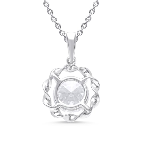 قلادة سوليتير لمسة الفخامة – ذهب أبيض 18 قيراط مرص...