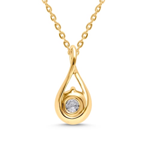 قلادة Dewdrop Elegance – فضة عيار 925 مطلية بالذهب...