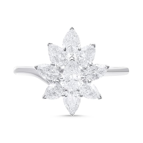 خاتم ألماس مخبري بتصميم زهرة – ذهب أبيض 18K (1.32...