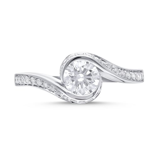 خاتم سوليتير "انسياب الموج" – تصميم عصري مرصع بألم...