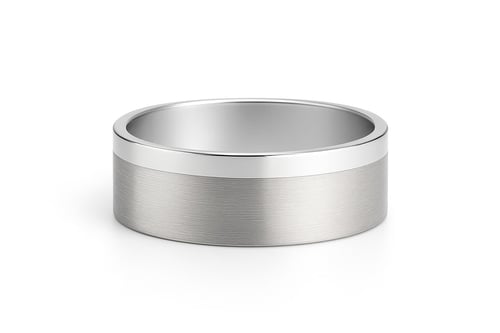 خاتم رجالي فضة عريض بتشطيب مطفي وحواف لامعة | مجوه...