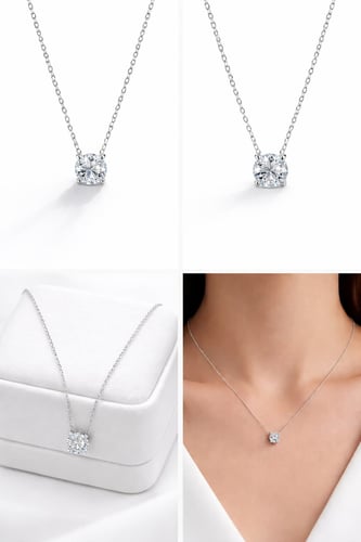 قلادة ذهب أبيض 18 قيراط سوليتير راوند مرصعة ألماس...