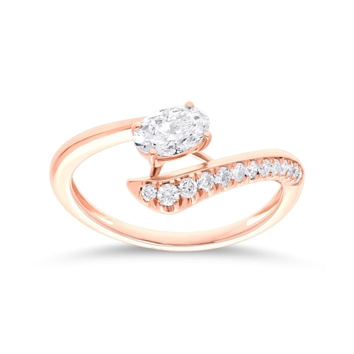 خاتم ذهب روز 18 قيراط مرصع ألماس مخبري 0.72 قيراط...