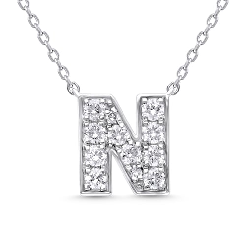 عقد حرف “N” – توقيع أنيق مرصّع بألماس مخبري