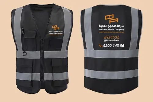 سديري عاكس اسود جيوب طباعة امام وخلف تصميم حسب الط...