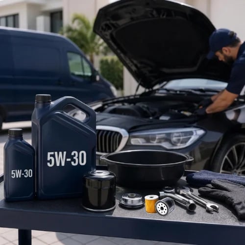 تغيير الزيت 5W 30 عشر الاف كيلو تشمل 4 لتر زيت + ف...