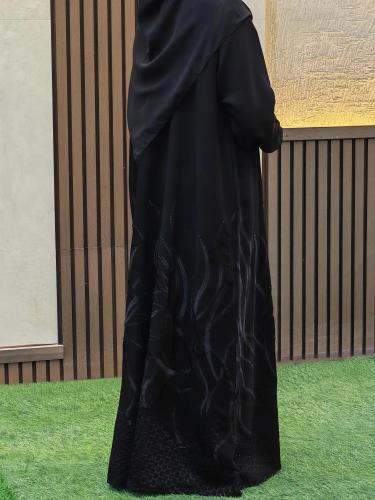 Black embroidered abaya