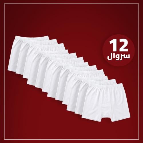 سروال قصير لبسون ابيض قطن مصري 100%(12 قطعه12)