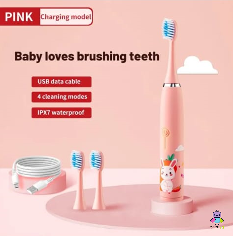 فرشاة أسنان كهربائية للاطفال (وردي) USB