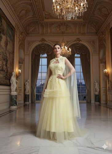 فستان سهره تل كلوش كلفه تطريز المقاسات بالرقم 1-2-...