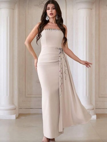 فستان سهره فخم فستان سهره باربي جاكت تطريز يدوي ال...