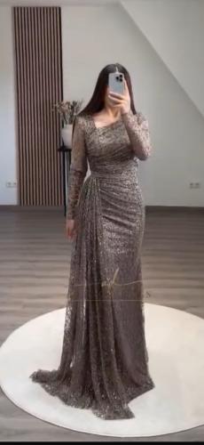 فستان سهره لون ١ الخامه شك يدوي راقي مبطن تفته الم...