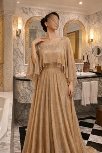 فستان سهر فخم احدث تشكيله 2026 الالوان : ذهبي ملفت...
