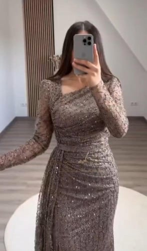 فستان سهره لون ١ الخامه شك يدوي راقي مبطن تفته الم...