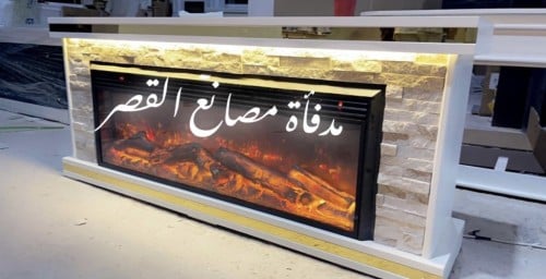 مكتبة حجر طبيعي مع استيل ذهبي بدون اضاءه