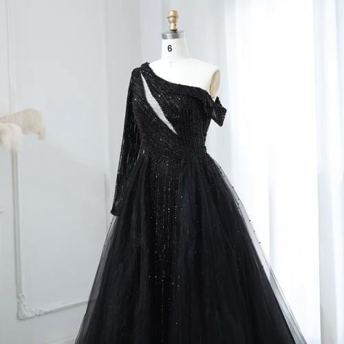 فستان فخم بكم واحد تطريز كامل