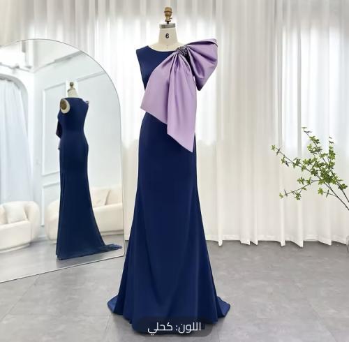 فستان سهره ناعم فيونكة على الكتف