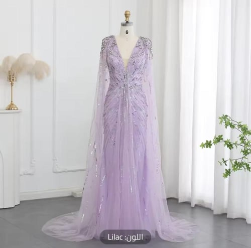 فستان سهره مزين بالكرستال رقبه حرفV