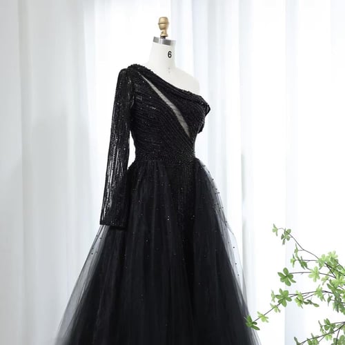 فستان فخم بكم واحد تطريز كامل