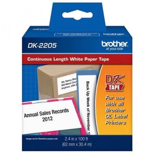 Brother 2.4"x100' Black on White Continuous Length...