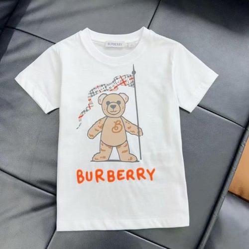 تيشيرت قطن ابيض برسومات كرتونيه من بيربري