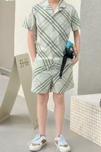 شورت قطن للأولاد بنقشة كاروهات