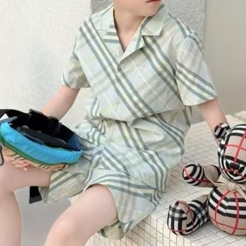 قميص قطن للأولاد بنقشة كاروهات