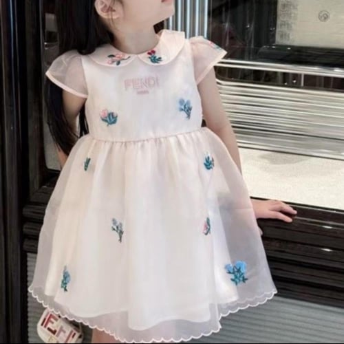 فستان وردي قماش اورقانزا وتطريز وردات وشعار فندي