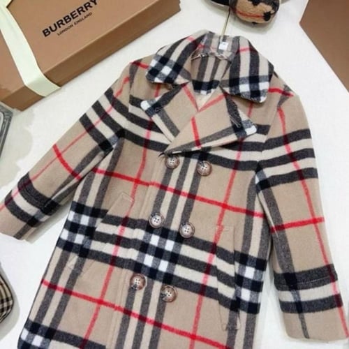 بالطو صوف كاروهات بيج واسود