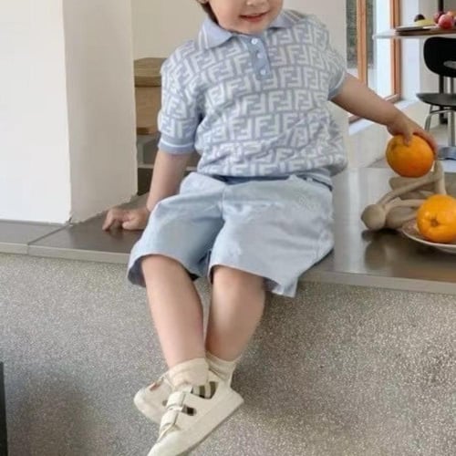 قميص بولو جيرسيه قطن باللونين الابيض والازرق مزين...