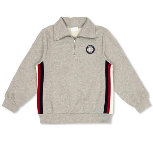 سويت شيرت قطن بربع سحاب لون رمادي